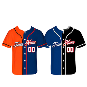 Maillots de baseball en gros, uniformes d'équipe personnalisés, boutonnés, en maille polyester, séchage rapide, pour l'été, cousus, fournisseur OEM, fabricant, en vrac - Product Image 3