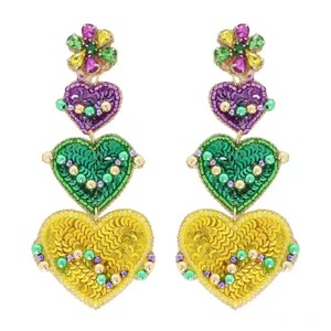 CRYSTAL CRAFT Best Quality Handmade Beaded <b>Embroidery</b> Earrings Durable Fashion Jewelry in Vintage Style Oval Shape Solid Product - Product Image 1