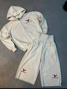Conjunto Deportivo para Hombre AUASPORTS, Chaqueta con Capucha y Pantalones Cortos, Corte Holgado, Secado Rápido, Estilo Deportivo, Color Gris Sólido, Ropa de Verano - Product Image 4