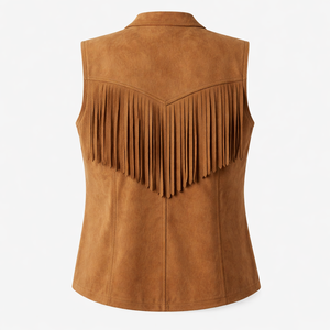 Fabricante de Chalecos de Gamuza con Flecos en Tallas Grandes al por Mayor |   Proveedor de Chalecos de Gamuza con Flecos en Tallas Grandes OEM para Pedidos al por Mayor - Product Image 2