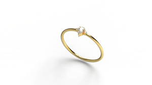 Minimalist 18K Gold Pear Cut <b>Diamond</b> <b>Ring</b> Three Stone Promise <b>Ring</b> Round <b>Diamond</b> <b>Ring</b> Stacking Band Fine Jewelry Gift for Women - Product Image 2