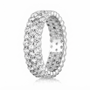 Bague Éternité Complète Personnalisée de Luxe à Trois Rangs en Argent Sterling 925 avec Diamants de Laboratoire, Idéale pour Mariage Tendance et Cadeau d'Anniversaire - Product Image 1