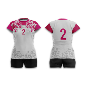 Women's <b>Volleyball</b> Uniform <b>Set</b> Quick Dry Breathable Custom Printed Designs 100%Polyester Short Sleeve Fitted Uniform Low MOQ - Product Image 3