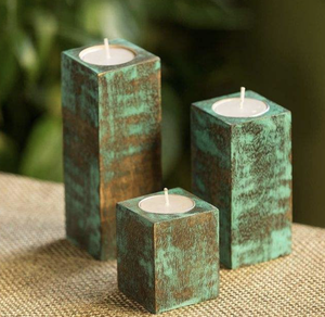Rustic Wood Creative Candle Holder Wood <b>Craft</b> Vintage Wooden Tea <b>Light</b> Candle Holder for Home Restaurant - Product Image 3