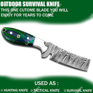 Couteau de chasse et de camping professionnel en acier Damas forgé à la main, haute qualité, style western, OEM, faible MOQ - Product Image 6