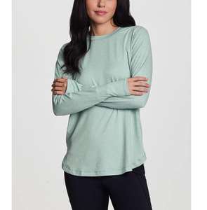 T-shirts à manches longues pour femmes, coupe ajustée, col rond, basiques, unis, printemps automne, vente en gros - Product Image 3