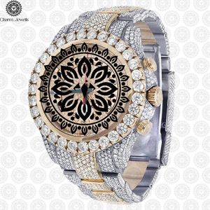 Charm Jewells Luxury Men's Stainless Steel <b>Watch</b> Round Case Analog Quartz Movement <b>Diamond</b> Encrusted Folding Clasp 20mm Band - Product Image 4