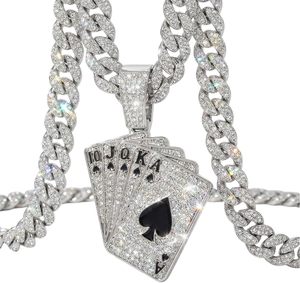 Pendentif Royal Flush Poker en Argent 925 et Moissanite, Breloque Hip Hop pour Homme en Argent Sterling 925 - Product Image 1