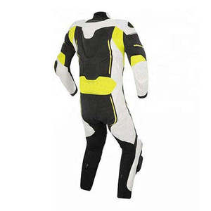 Men's Black White Yellow Color Blocked Leather Motorcycle <b>Racing</b> genuine Suit Full Sleeve Breathable All Seasons Adult <b>jackets</b> - Product Image 3