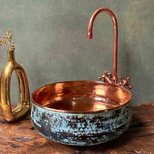 Auténtico Lavabo de Cobre Hecho a Mano, Lavabo de Lujo para Baño, Lavabo Decorativo de Sobremesa, Colección de Diseño Premium - Product Image 2
