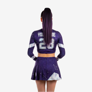 Uniformes de cheerleading sur mesure pour équipes féminines, design américain, spandex, sublimation, haute qualité, prix bas, vente en gros. - Product Image 3