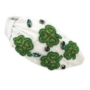New Bright Green Crystal Clover Knot <b>Headband</b> Padded Rhinestone Hairband for Women and Girls Fashion Accessories <b>Headbands</b> 2026 - Product Image 3