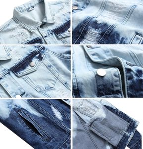 Veste en jean dégradé pour homme, col rabattu, style décontracté, manches classiques, simple boutonnage, couleur dégradée, en vente en ligne - Product Image 2