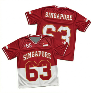 เสื้อฟุตบอลสิงคโปร์ ยูนิเซ็กซ์ คอวี แขนสั้น ระบายอากาศได้ดี ผลิตจากผ้าโพลีเอสเตอร์ตาข่าย ซับเหงื่อ สำหรับทีม ผู้ใหญ่ ทุกคน - Product Image 1