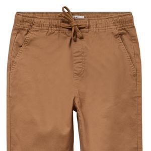 Pantalon chino marron pour garçons, coupe droite, style vintage, taille élastique réglable, en coton extensible, décontracté, coupe confortable - Product Image 1