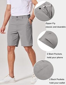 Shorts chino pour homme, respirants et anti-transpiration, décontractés et semi-formels, pour l'été, extensibles, avec logo sur le devant, shorts de golf - Product Image 3