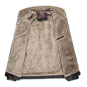 Veste en cuir marron pour homme, manches longues, coupe-vent, doublure polaire chaude pour l'hiver - Product Image 3