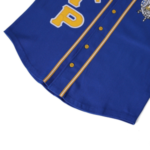 Maillot de baseball SGRHO bleu roi à boutons, manches courtes, fermeture à pression, écusson brodé, lettres grecques, uniforme sportif d'équipe - Product Image 4