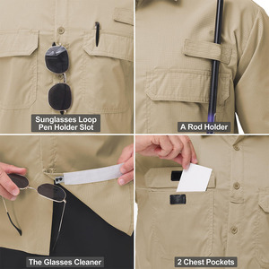 เสื้อเชิ้ตตกปลาสไตล์สตรีทสำหรับผู้ชาย เสื้อผ้าฝ้ายผสมสแปนเด็กซ์ ระบายอากาศได้ดี แขนยาว เสื้อเชิ้ตตกปลาสำหรับผู้ชาย - Product Image 4