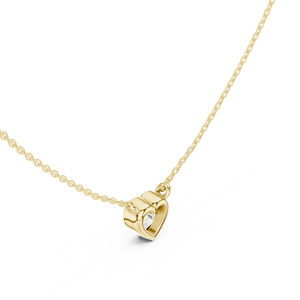 จี้เพชรรูปหัวใจแท้ ประดับขอบทอง 14K สร้อยคอโซลิแทร์สุดหรู เรียบง่าย เหมาะสำหรับเจ้าสาว ของขวัญวันครบรอบ - Product Image 5