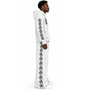 Fabricants de vêtements – Nouveaux survêtements évasés personnalisés pour hommes, style vintage délavé à l'acide, imprimé bouffant, 100 % coton - Product Image 4