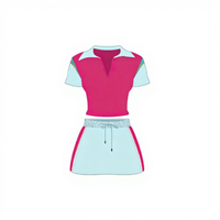 Ensemble décontracté d'été 2 pièces pour femme 2026 : Polo brodé patchwork à lacets et mini-jupe à manches courtes