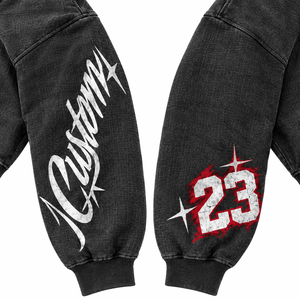 Sweat à capuche d'hiver personnalisé imprimé, style streetwear oversize, en molleton bouclette, unisexe, noir, rouge, blanc, avec logo, design 23 poches, sublimation 100% - Product Image 5