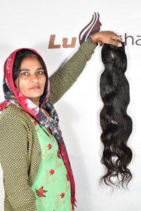 Extensions de cheveux humains vierges non traités, 100% aspect naturel, couleur noire, vietnamiens et indiens, ondulés, double trame, pour femmes - Product Image 3