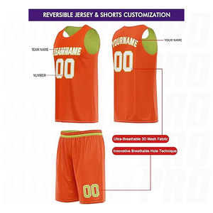 Uniforme de basket-ball en mesh personnalisé par sublimation, respirant et à séchage rapide, maillot jaune orange et short pour hommes, uniforme d'équipe de basket-ball - Product Image 2