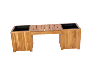 Banc en bois d'acacia en gros avec jardinières, conçu dans un style rustique pour les applications d'extérieur et de jardinage - Product Image 6