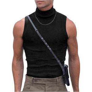 เสื้อกล้ามคอเต่าผู้ชาย ผ้าริบ ทรงเข้ารูป แขนกุด สไตล์ลำลอง เสื้อยืดพื้นฐาน - Product Image 1