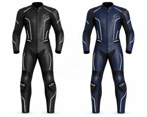 Traje de Motocicleta de Cuero de una Pieza con Detalles Reflectantes |   Negro Azul Marino |   Fabricante OEM ODM |   Diseño de Calidad Premium |   Carreras - Product Image 5