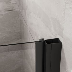 Porta Doccia Scorrevole Goodyo 34"x72" Finitura Nera, Vetro Temperato Spessore 1/4 di Pollice, Design Semi Senza Telaio con Perno Girevole - Product Image 4