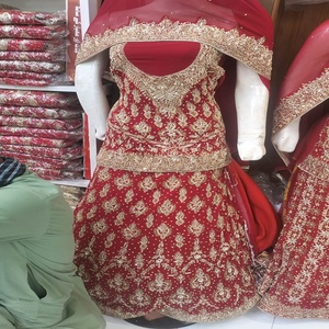 Lehenga Choli indien pakistanais de créateur de mode, costumes de mariée faits à la main pour femmes, en mousseline de soie, filet, georgette, broderie lourde, luxe moderne - Product Image 4