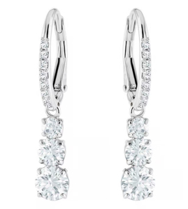 Clásicos Pendientes de Aro de Plata 925 con Diamantes Redondos de Corte Brillante Engastados en Garra, Bañados en Rodio, Joyería de Boda para Mujer - Product Image 1