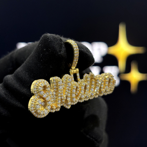Colgante Personalizado con Nombre, Plata de Ley 925, Chapado en Oro, Moissanita VVS, Letra Escrita Estilo Hip Hop, Collar con Dije - Product Image 3