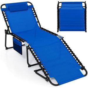 Lettino Pieghevole Moderno da Esterno, 68 cm di Larghezza, Schienale Regolabile in 4 Posizioni, Cuscino Impermeabile Blu Navy - Product Image 1