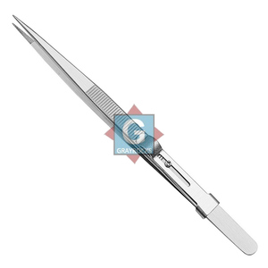 Stainless Steel Tweezers With <b>Slide</b> Lock Smooth Tip For Jewelry Making Non Magnetic Industrial Grade - Product Image 1