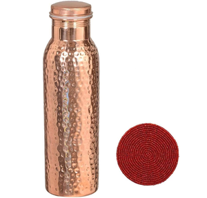 Bouteille d'eau en cuivre de qualité supérieure, martelée, lisse, polie miroir, pour jus et eau, usage domestique - Product Image 5