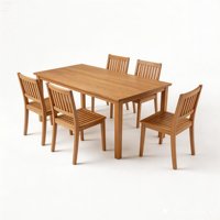 Juego de Mesa y Sillas de Comedor de Madera de Teca Premium para Patio, Restaurante, Hotel, Jardín, Patio Trasero, Muebles Duraderos para Exteriores
