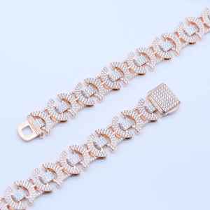 Collar de Cadena Cubana de Plata 925 Bañado en Oro Rosa con Diamante Moissanita, Joyería Bling Hip Hop con Encanto, Regalo para Fiestas - Product Image 6