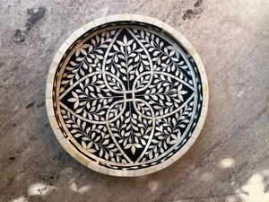 Handmade Vanity Tray, Bone Inlay Serving Tray | <b>Decorative</b> Artisan Serve ware | <b>Kitchen</b> Home <b>Decor</b> Tray | Indian Gift - Product Image 2