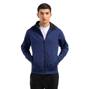 Sudadera con Cierre para Hombre, Color Azul Marino, Corte Regular, Estilo Casual para Otoño, Tejido de Algodón, Color Sólido, Diseño con Cuello Alto - Product Image 4
