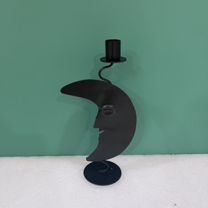 เชิงเทียนเหล็กทรงดวงจันทร์ตกแต่งสีดำตกแต่งบ้าน - Product Image 4