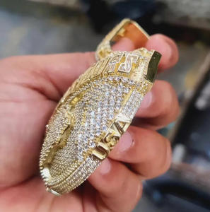 Colgante 'El Mundo Es Tuyo' con Moissanita de Corte Brillante, Chapado en Oro, Plata de Ley 925, Estilo Hip Hop, Unisex, Regalo de Boda Especial - Product Image 2