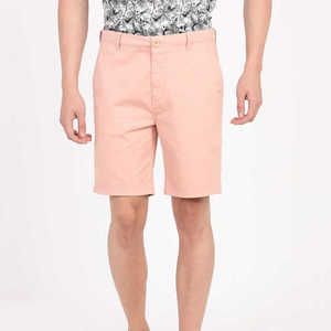 Shorts Bermuda en Coton Uni pour Homme, Taille Mi-Haute, Fermeture Boutonnée, Style Décontracté, Tissu Respirant 160g, Logo Avant - Product Image 1