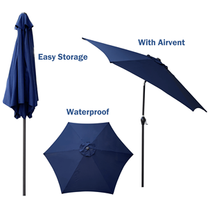 Ombrellone Inclinabile da 9 Piedi con Tessuto Blu Navy, Ombrelloni e Basi per Patio - Product Image 5