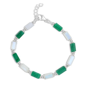 Pencil Hexagon <b>Bracelet</b> Emerald Moon Natural Stone <b>Beaded</b> <b>Bracelet</b> Dainty Minimalist Women Fashion Jewelry - Product Image 4