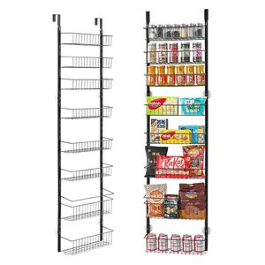Organizzatore per Dispensa a 8 Livelli in Acciaio Resistente, Porta Spezie da Appendere con Staffa Regolabile per Parete, Organizzazione Cucina - Product Image 1