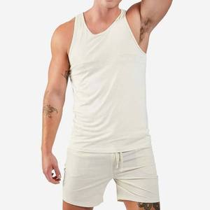 Débardeur sans manches pour homme, col rond, en tricot, couleur unie, respirant, coupe ajustée - Product Image 2